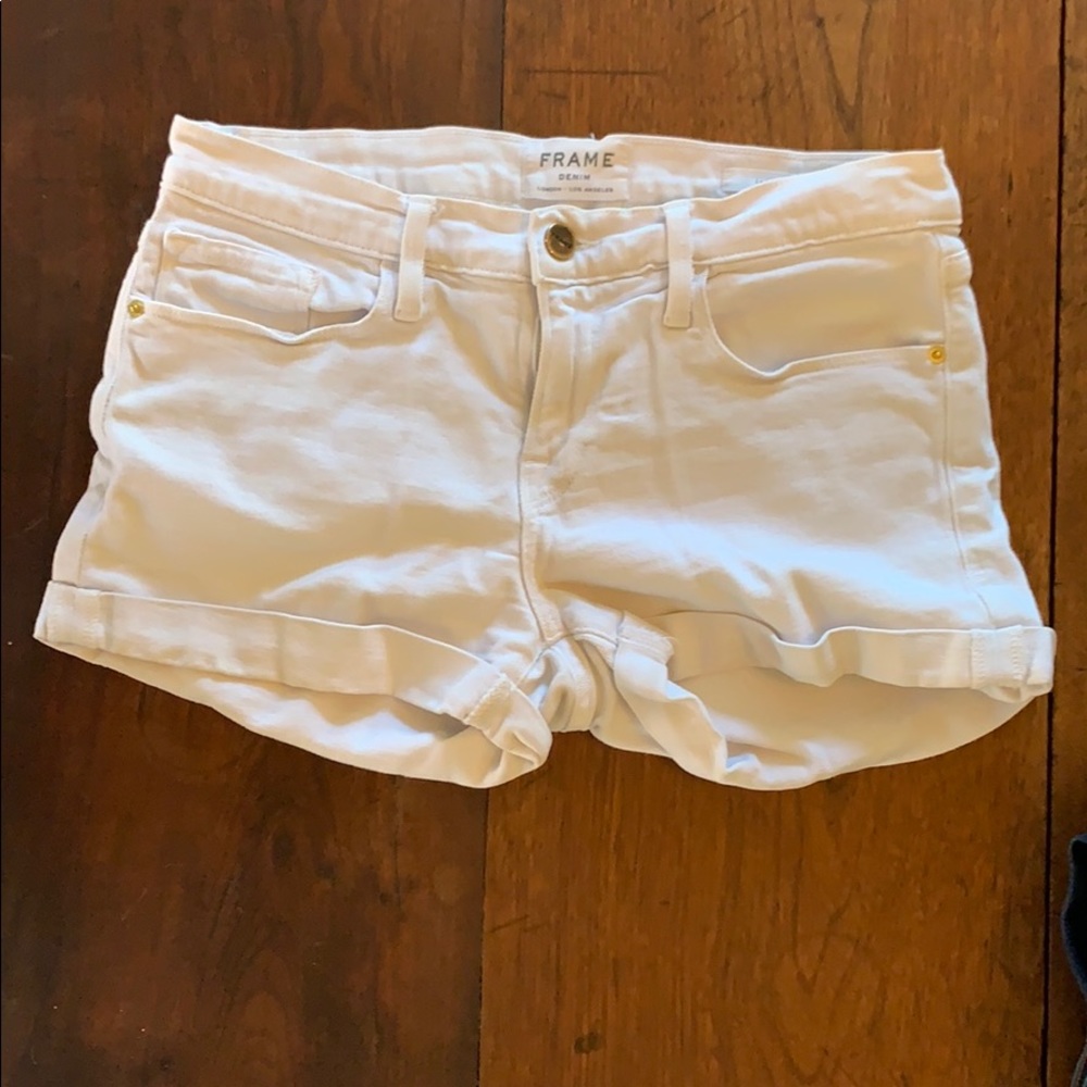 White denim Frame shorts